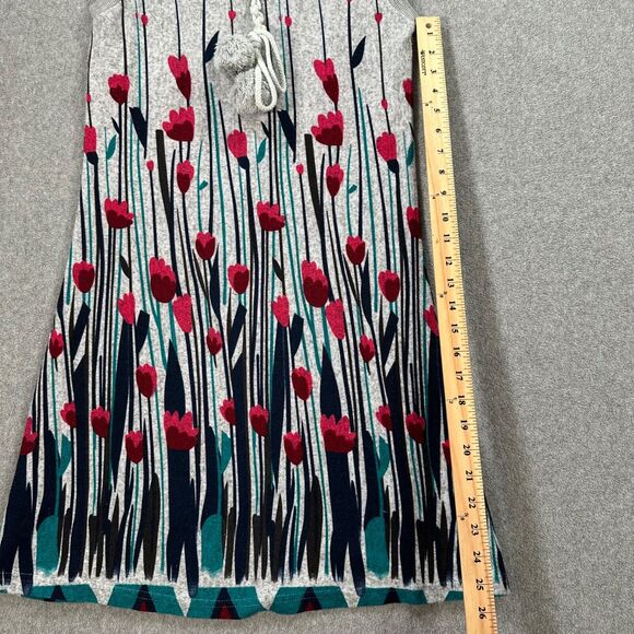 Funky People Tulip Print Sweater Mini Dress Womens Small Gray Cap Sleeve Tassel - Picture 5 of 9